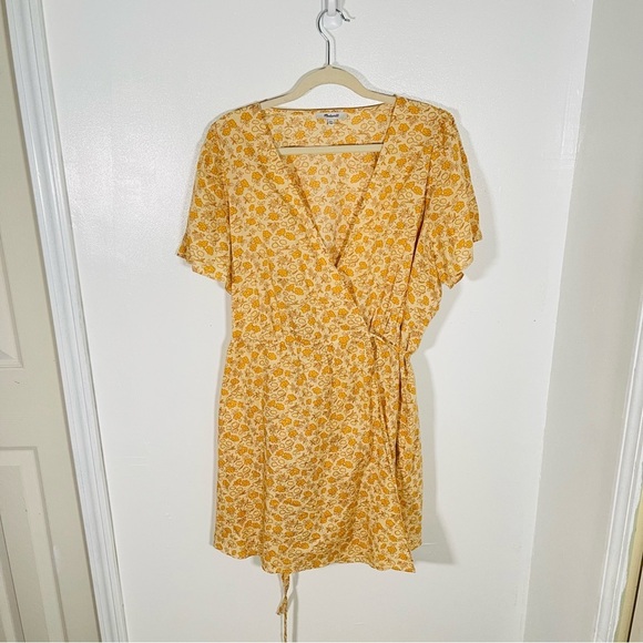 NEW Madewell Fiore Floral Wrap Mini Dress Preppy Spring Summer Bohemian Cotton - Picture 2 of 10